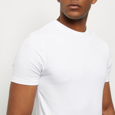 White longline muscle fit T-shirt